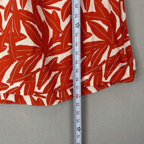 Whit Two Anthro Womens Dress Medium Red Banana Leaf Off Shoulder Smocked Poplin - Picture 6 of 13
